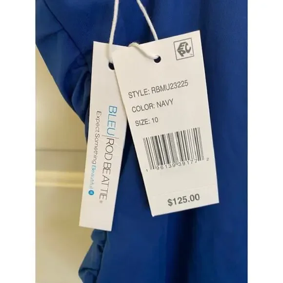 Bleu Rod Beattie Ring Me Up Over-The-Shoulder One-Piece Navy 10 Swimsuit NWTs - Picture 7 of 10